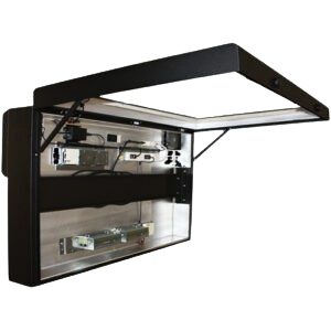 flip-open display steel powder coated